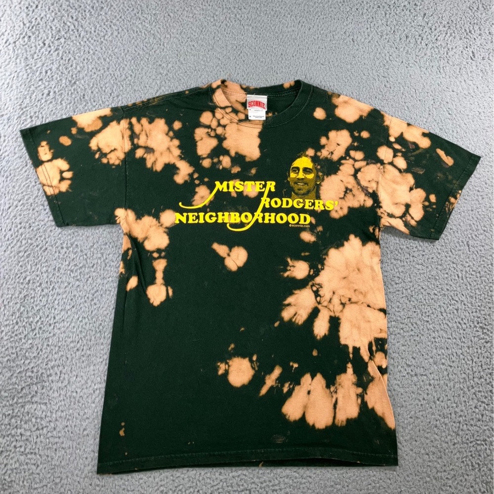 Sconnie Aaron Rodgers Packers 12 Bleach Tie Dye Shirt Mister Rogers Parody Men M